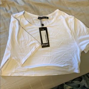 Brand new Nasty Gal cropped white tee